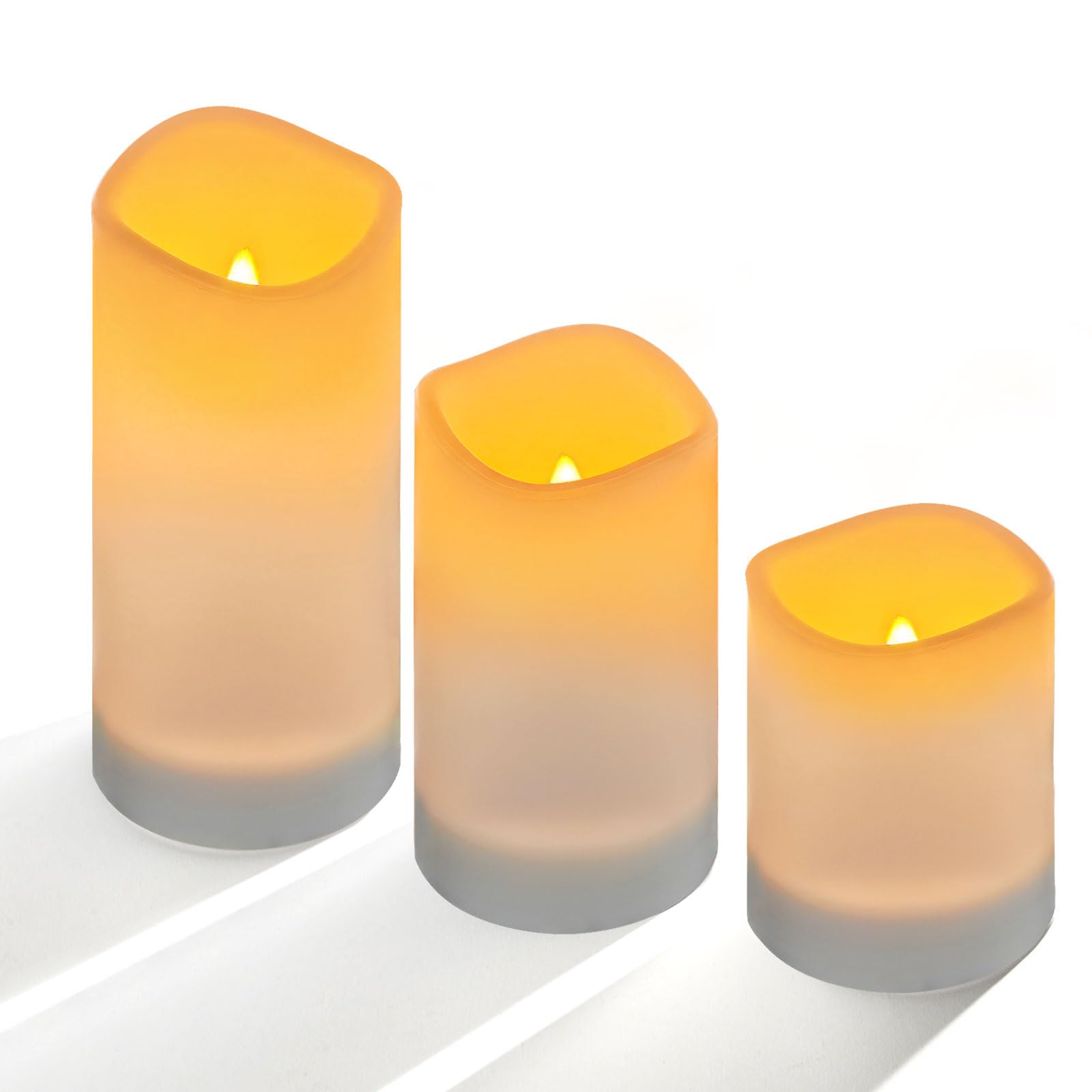 Bougies Solaires étanches IP44 - Lot De 3, Rechargeables, Allumage Automatique, Hauteurs 4/5/6 Pouces