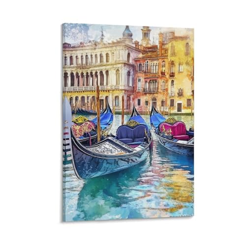 Tableau Venise pour salon : grande toile murale décoration moderne 50x75 cm