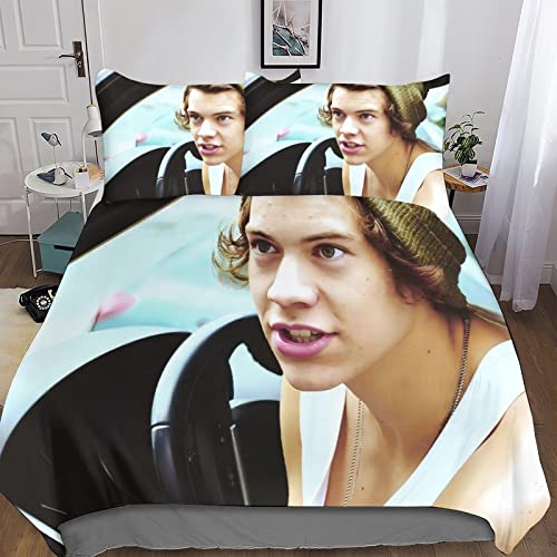 Harry Styles Juego De Funda De Edredón,3 Piezas Cantante 3D Impresión Temática, Cómodo, Suave...