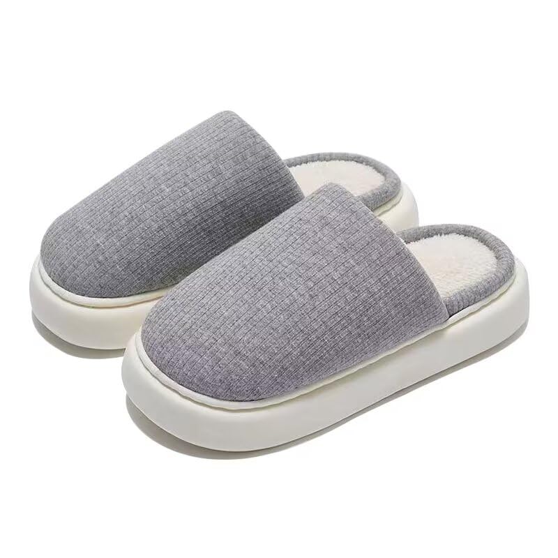 Women‘s Men’s Concise Solid Comfortable Winter Slippers for Indoor Home Bedroom Walking