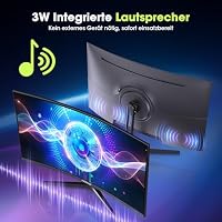 Amzfast 32 Zoll Curved Gaming Monitor UHD 3840x2160, 120Hz, 4K Bildschirm, sRGB 130%, 3000:1 Contrast, HDR, Adaptive Sync, Integrierte Lautsprecher, PIP/PBP, HDMI 2.1 & DP 1.4, VESA75x75mm - AMZG32C3U – Ansicht 7