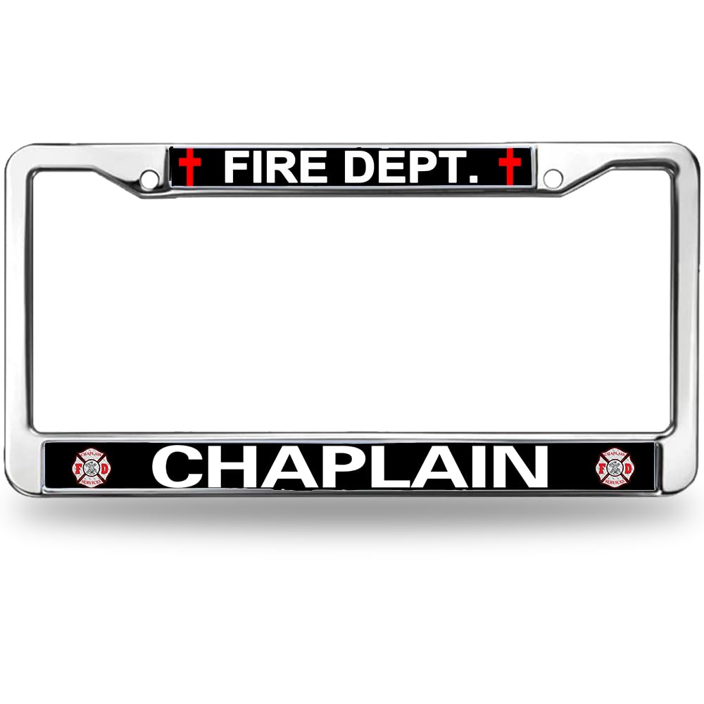 Fire Rescue Chaplain Durable License Plate Frame Military Power License Plate Frame Black for Independence Day