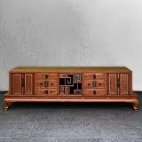 AsienLifeStyle Chinesischer Altartisch China Lowboard Ulmen Holz Asia Möbel Blumen verziert