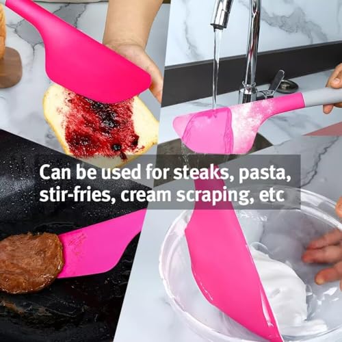 Image of Baskety Silicone Spatula Multipurpose Kitchen Baking Tool for Cake, Cream, Butter & Mixing Silicone Utensil (Dark Pink, Pack of 1)