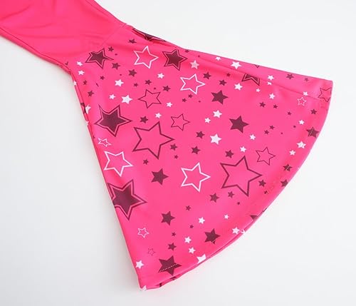 Miniatura 5 de Disfraz de vaquera rosa para niñas, trajes de discoteca hippie de los años 70 y 80 para niños, disfraz de cosplay de Halloween con accesorios