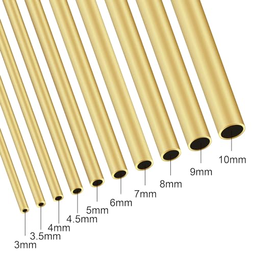 iMeistek Messingrohr, Außendurchmesser 5 mm, Wandstärke 0,75 mm, Länge 300 mm, gerades nahtloses Metallrohr, für DIY-Handwerk (3 Stück)