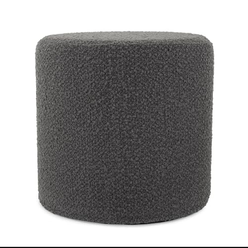 No-Tip Cylinder Round Ottoman Pouf with Polyester Cover 17x17 Charcoal Gray