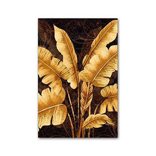 Affiche de feuille de plante dorée 40x50cm triptyque chic pour salon - 4