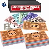 Play Money Compatible with Monopoly 2 Sets of 30 Each Bill Denomination, 60 Total in Mixed Colors: $1, $5, $10, $20, $50, $100, and $500 (2 Set House,Hotel, Metal)