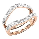 Dazzlingrock Collection Anillo doble de circonita cúbica blanca redonda de 1,70 quilates para mujer, oro rosa de 14 quilates, talla 9