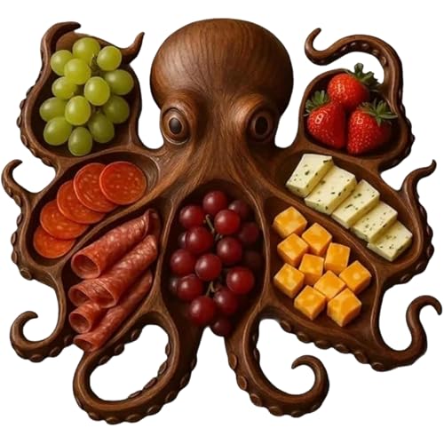 Octopus-Shaped Charcuterie Board, Decorative Serving Platter for Cheese and Meats,Nautical Kraken Design Serving Board,Nautical Gathering Tray,Home Kitchen Decoration by Generic - Used condition - CA$22.91
