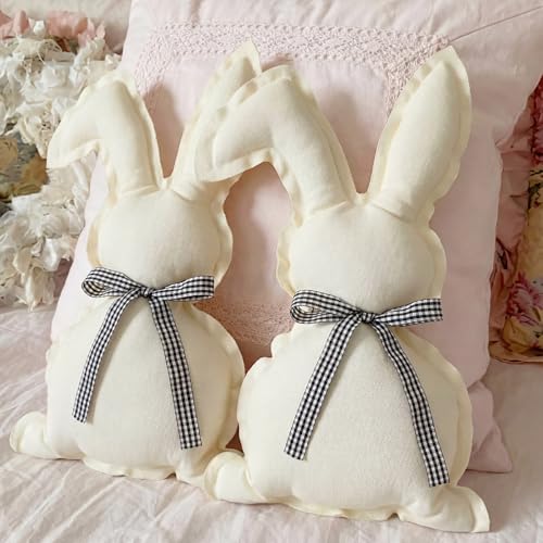 Gilprop 2 Pcs Easter Bunny Throw Pillows Cute Rabbit Shaped Cotton-Linen Decorative...