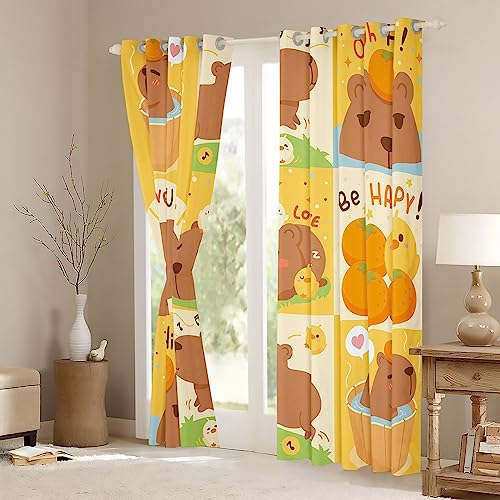 Rideaux Capybara 168x183 cm à œillets pour chambre d'enfant
