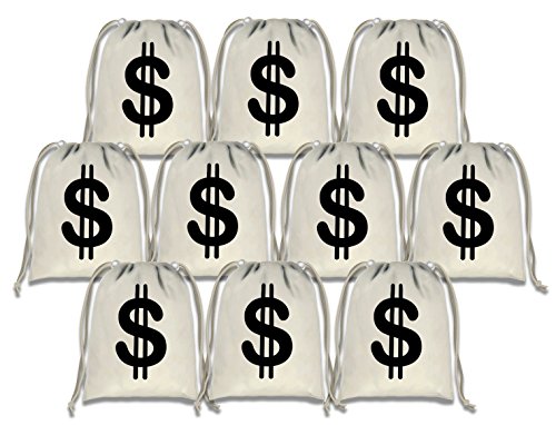 Money Sign Drawstring Bags Kids Birthday Party Supplies Favor Bags 10 Pack #TOP17