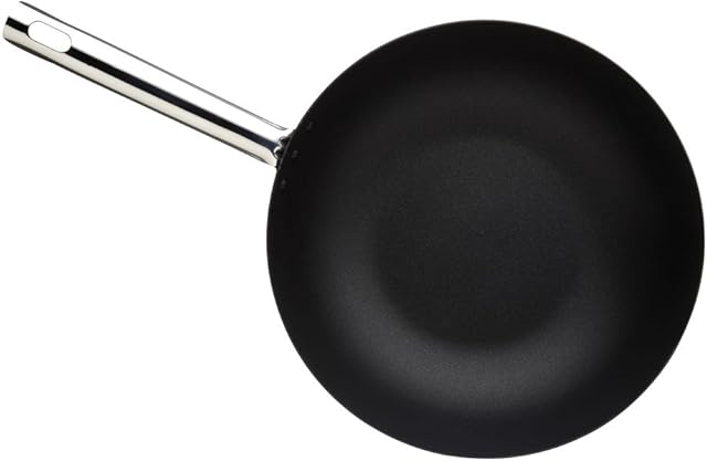 KitchenCraft Master Class MCCWOK1 Professional Non Stick Carbon Steel Induction Safe Wok, 24 cm, Black