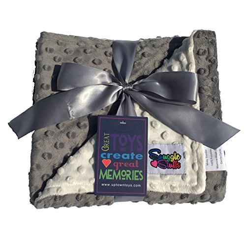 Image of Reversible Unisex Children's Soft Baby Blanket Minky Dot - (Cream /Grey)