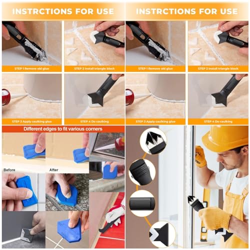NestNook Silikon-Dichtungs-Endbearbeitungswerkzeug, Dichtungsschaber, Dichtungsentferner-Werkzeug, Silikon-Dichtungsentferner und Applikator-Werkzeugset mit 5 Silikonpads und 4 Schabern