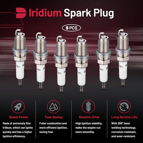 Image of BDFHYK 6994 Iridium Spark Plugs Compatible with Acura CSX MDX RL RSX TL TSX,Compatible with Honda Accord Civic CR-V Element 2.0L 2.4L 3.0L 3.2L 3.5L 3.7L Replacement for IZFR6K11 9807B5617W Set of 6