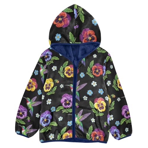 CHIFIGNO Colorful Pansy Flowers Toddler Boy Hooded Jacket Light Thick Sweatshirt Jacket 3T