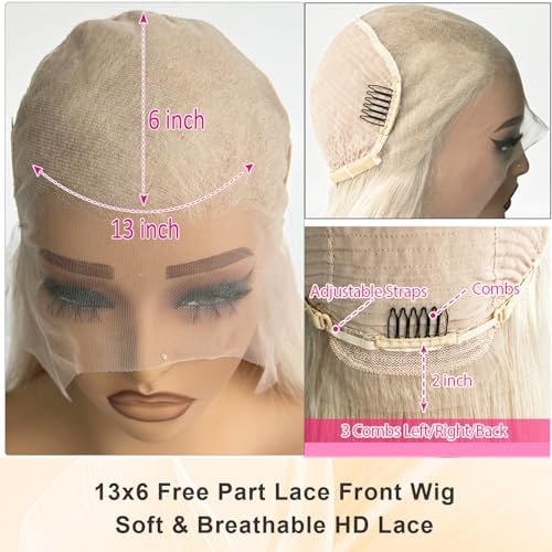 Benafee 30 Inch Platinum Blonde Human Hair Lace Front Wig for Black Women Pre Plucked Ready to Wear 13x6 HD Invisible Lace Frontal Glueless Wigs Natural Looking White Blonde Wig Tiny Knots — view 6
