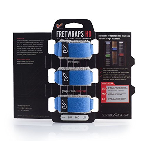 Image of Gruv Gear FretWraps HD 3-Pack inchSky inch Guitar String Muters, Blue, Extra Large