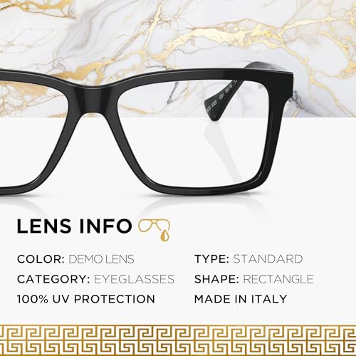Image of Versace VE3328 Non-Polarized Glasses for Men - Rectangle Acetate Frame with Temples, eShades Eyewear Kit Included