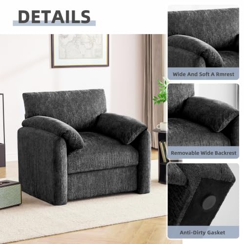 Image of Howjoe Accent Chair for Living Room, Oversized Reading Armchair, Gray