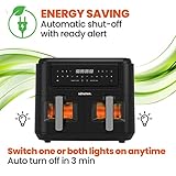 Schallen Black Dual Air Fryer with Twin Double Drawer Frying Trays, Digital, 10 Preset Functions, Low Running Cost and 60 Min Timer | Healthy Oil Free & Low Fat Cooking (Dual Window 9L Air Fryer) - Image 3