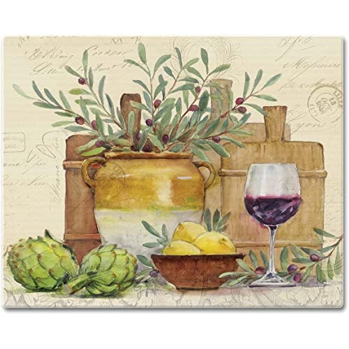 Rustic Wine Decorative 3mm Heat Tempered Glass Cutting Board 15"