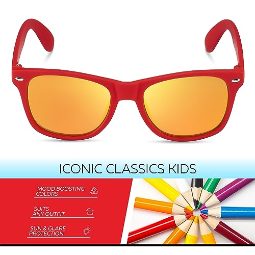 Image of Retro Rewind Kids Sunglasses for Boys Girls Age 3-12 - Shatterproof UV400 Toddler Children Sun Glasses