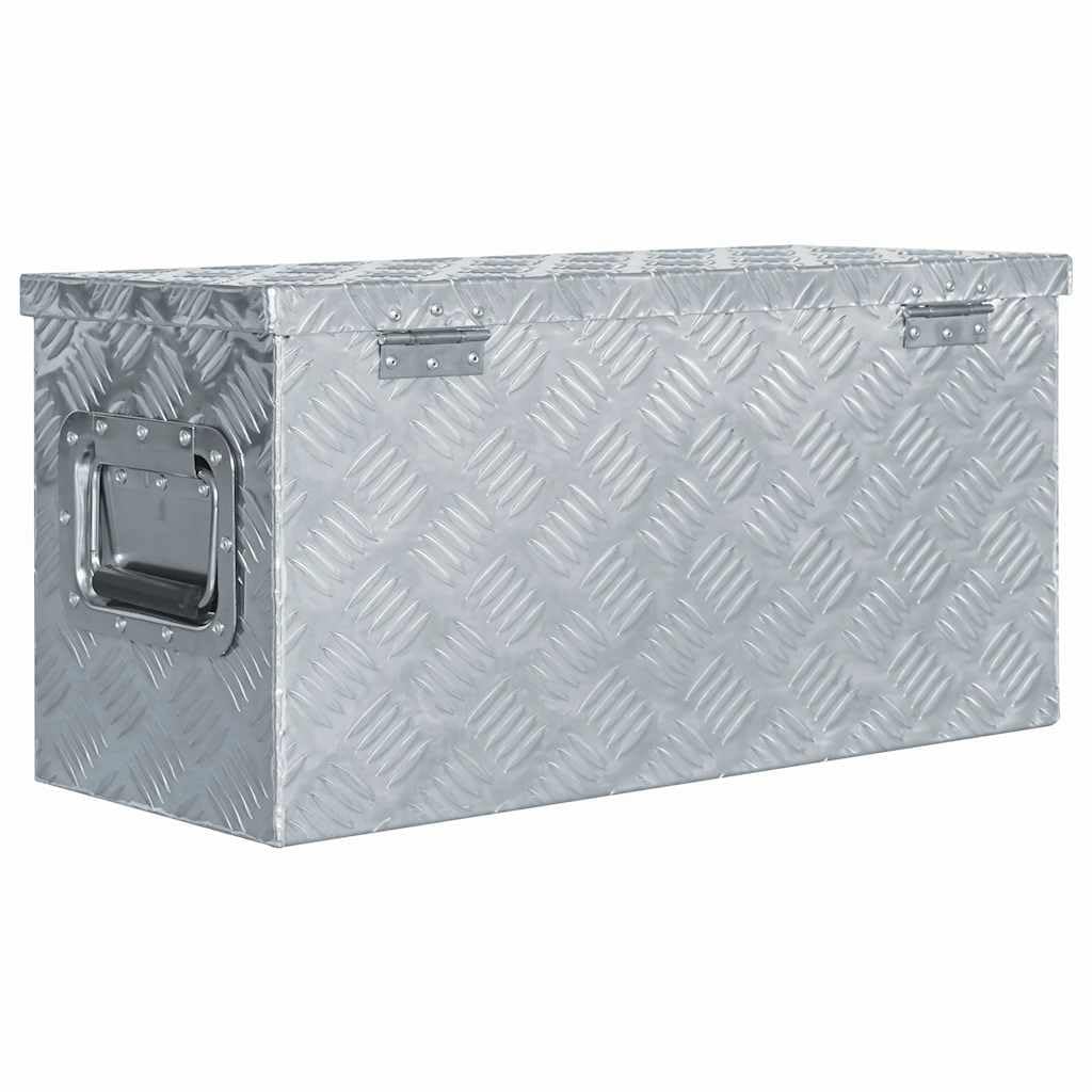 Aluminiowa skrzynka 61,5 x 26,5 x 30 cm, srebrna, lekka skrzynka narzędziowa z systemem zamykania, 2 klucze, uchwyty do noszenia, nierdzewna, do warsztatu, garażu, gospodarstwa domowego i na