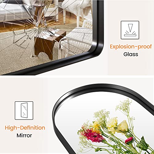 Image of NeuType 64 inchx21 inch Arched Mirror Full Length Mirror for Wall Black Mirror Full Body Big Arched Wall Mirror Full Length Wall-Mounted Mirror Aluminum Alloy Frame,Matte Black (Recessed, No Stand)
