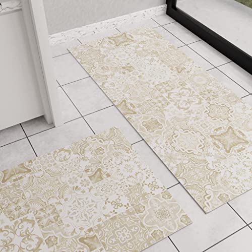 Petti Artigiani Italiani - Alfombra De Cocina Antideslizante Y Lavable, Pasillo Para Cocina, Alfombra Runner, 52x240 Cm, Diseño Vietri Tortora, 100 Made In Italy