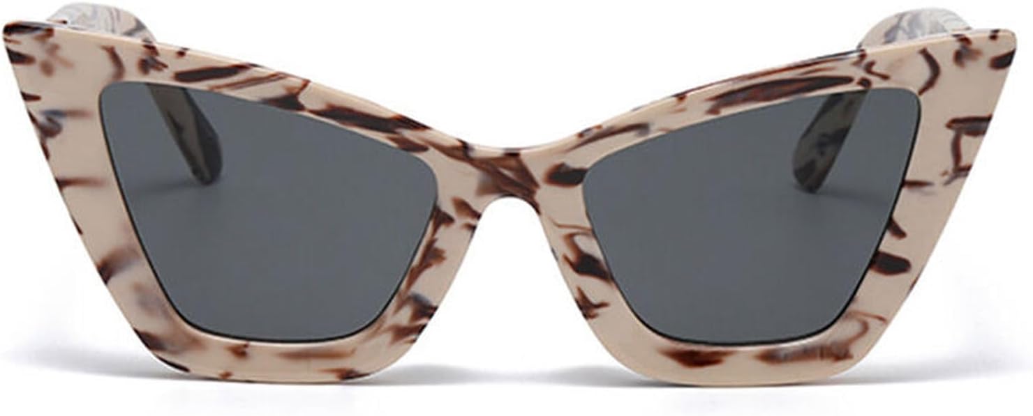 Retro Cat Eye Sunglasses Women Men High Pointed Winged Design y2k Polarized Lenses UV Protection for Driving Holiday (Beige)