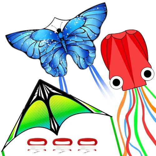 3 Pack Kite Set for Kids & Adults, Easy to
