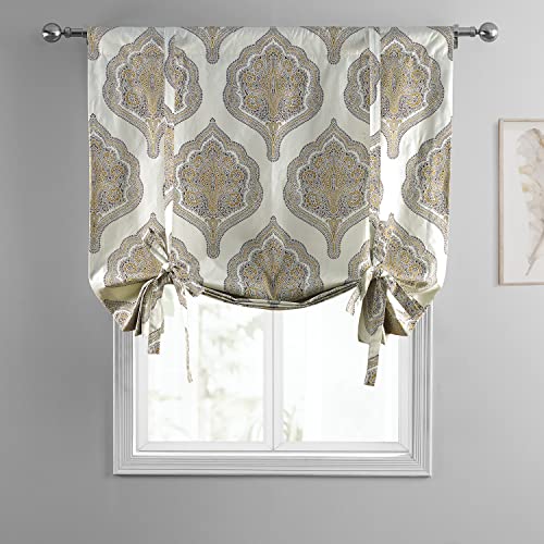 Image of HPD Half Price Drapes Room Darkening Tie Up Curtains 46 X 63 Inch Arabesque Printed Cotton Window Roll Up Balloon Curtain for Living Room, Kitchen PRTW-TUD37B-63 (1 Panel), Arabesque Tan