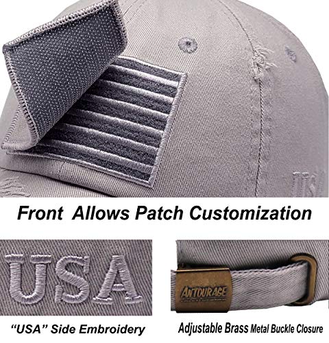 Image of Antourage American Flag Unisex Baseball Hat for Men and Women | USA Flag Mesh Snapback Flat Visor Cap + 2 Patriotic Patches