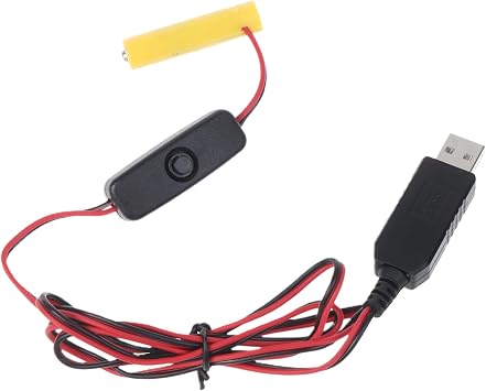1 Set Battery Cable with Switch USB Interface Power Supply Wire Cord to Replace for 4pcs 1.5V Battery USB Power Converter Wire DC-Buck Battery Line for Electronic