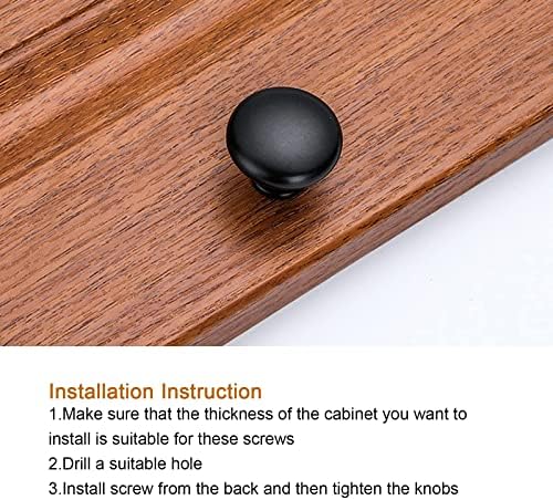  12 Pcs Black Round Drawer Knobs with Screw, Aluminum Alloy Cabinet Door Knobs, for Kitchen/Bedroom/Bathroom Cabinet