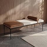Estructura metálica: este banco de salón cuenta con una estructura metálica resistente con diseño de remates con tachuelas para una mayor durabilidad. Se incluyen patas ajustables para adaptarse a distintos tipos de suelo