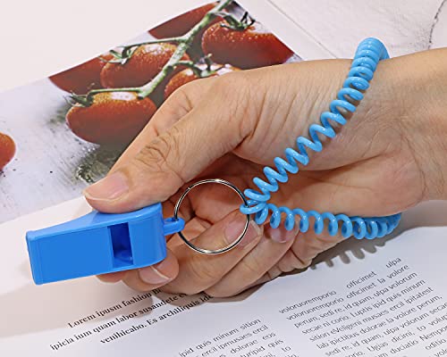Sport Whistle with Bracelet 6pcs Loud Clear Plastic Whistles with Stretchable Coil Wrist Keychain Ring for Coaches Referees School Soccer Christmas Birthday Party Gift Survival Emergency Training