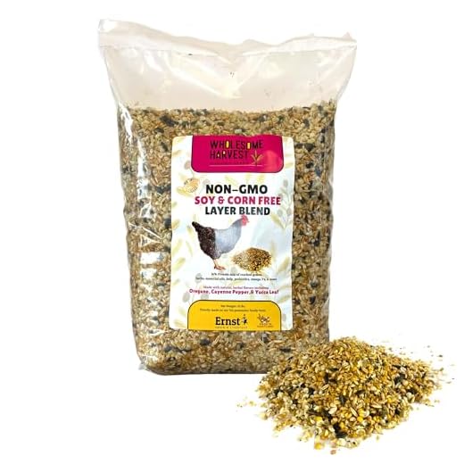 Wholesome Harvest Non-GMO Soy and Corn Free Whole Grain Layer Blend 16% - Chicken Feed for Laying Hens and Ducks - Includes Essential Oils, Herbs, Oyster Shells, Vital Minerals, and Omega 3, 10 lb