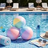 MiniInflat 12 Pcs Pastel Inflatable Beach Balls Bulk Pastel Color Jumbo Big Beach Balls Baby Shower Birthday Summer Swimming Party Decorations Favor Water Games(12.5 Inch,Macaron Color)