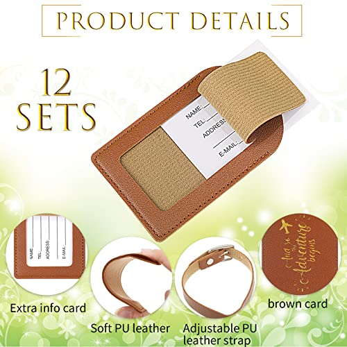 Image of Amylove Bulk Luggage Tags Wedding Favors Adventure Begins Luggage Tags for Guests Travel Tag for Suitcase Bridal Gift 24 Pack