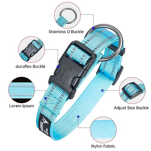 EXCELLENT ELITE SPANKER Reflective Dog Collar Classic Breathable Nylon Adjustable Pet Collar with Quick Release Buckle for Boy Girl Male Female Puppies Small Medium Large Dogs Training(LBLU-M) - Image 3