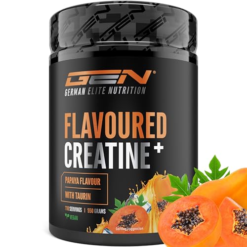 Flavoured Creatine polvo - 550 g - creatina monohidrato + L-taurina - creatina micronizada con sabor - sin azúcares & excelente solubilidad - vegano (Papaya)