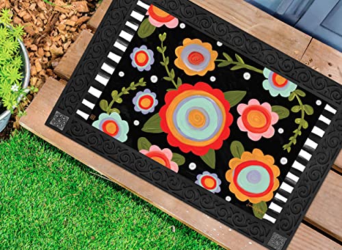 Studio M Tossed Flowers Matmates Decorative Floor Mat Indoor Or Outdoor Doormat With Eco-Friendly Recycled Rubber Backing, 18 X 30 Inches #TOP1