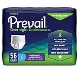 Prevail Incontinence Unisex Overnight Protective Underwear, Overnight Absorbency, Large, 56 Count