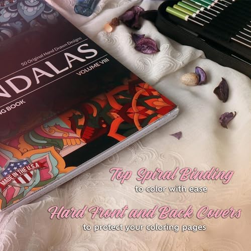 ColorIt Mandalas To Color Volume VI,VII,VIII, Spiral Bound Adult Coloring Book, 50 Mandala Designs with Perforated Pages, Hardback Cover, Ink Blotter | for Arts and Crafts, Books Adults - Image 7
