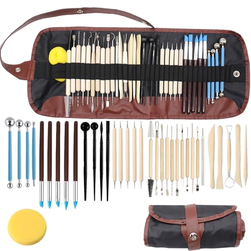 Tbintul Set de 36 outil modelage argile kit outils argile autodurcissante avec pochette de rangement